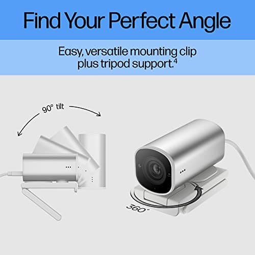 HP 960 4K Streaming Webcam - 4K 30 FPS/1080p 60 FPS Computer Camera & Dual Mics, Noise Reduction, & Privacy Cover - Zoom Certified - Swivel/Tilt Adjust - Color Correction, AF & Framing (695J6AA#ABL) 7