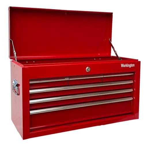 Workington Portable Metal Tool Chest with 6 Drawers, 24" 6-Drawer Tool Chest Cabinet with Ball Bearing Drawer Slides, Steel Tool Storage Box Organizer 4005 Red 5