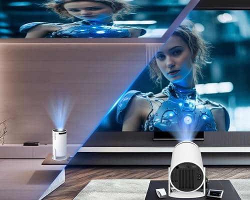 Portable Projector 4K 1080P Full HD Support, Mini Projector with Android 11, Smart Projector 5G WiFi6 BT5.0 Auto Horizontal Correction, 180°Rotatable Outdoor Projector for Phone/TV Stick/Laptop 7