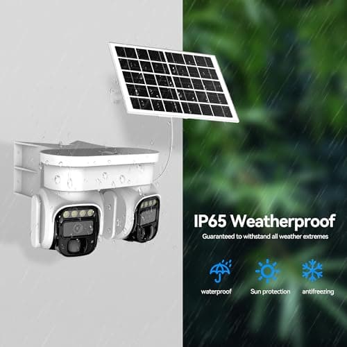 No WiFi Security Camera,4G LTE Cellular Security Camera Outdoor with Dual Lens 360° View, 2K Color Solar Cellular Cam Night Vision,PIR Motion Sensor,2 Way Talk,IP66 Waterproof, Built in SIM,White-QQ 5