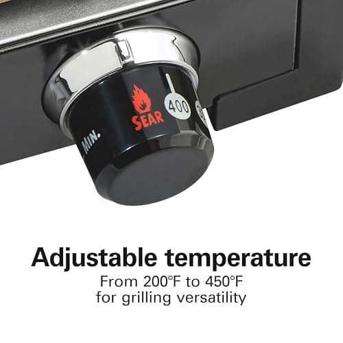 Hamilton Beach Electric Indoor Searing Grill with Adjustable Temperature Control to 450F, 118 sq. in. Surface Serves 6, PFAS-Free Removable Nonstick Grate, Stainless Steel (25360) 5
