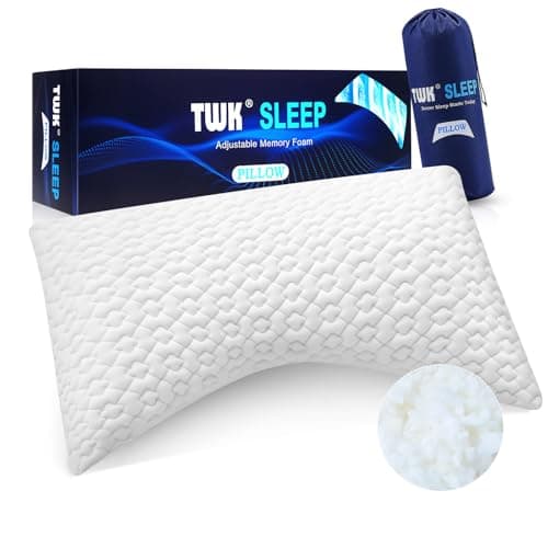 TWK Original Adjustable Bed Pillow for Sleeping, Good for Side, Back & Stomach Sleeper with Washable Removable Cover, Additional Foam Fill Included