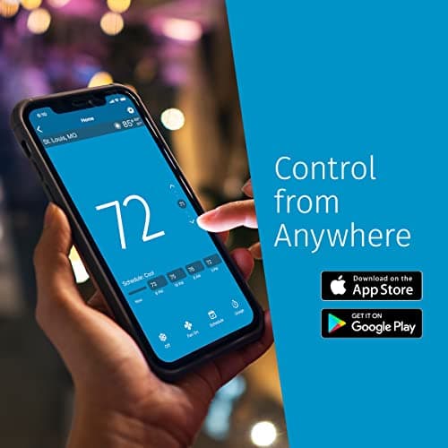 Emerson Sensi Touch Wi-Fi Smart Thermostat with Touchscreen Color Display, Works with Alexa, Energy Star Certified, C-wire Required, ST75 Black 5.625" x 3.4" x 1.17" 5