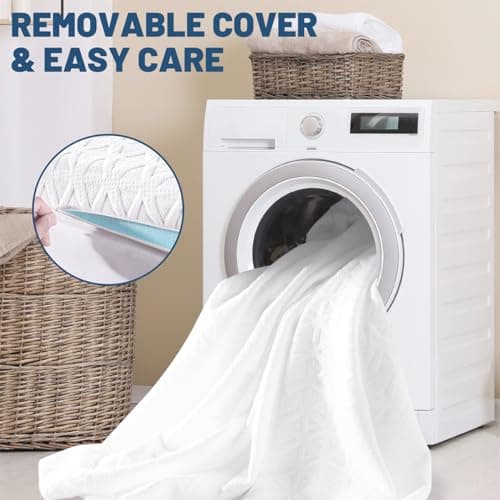 HARNY 3 Inch Gel Memory Foam Mattress Topper Queen Size, Cooling Bed Topper for Comfort Body Support & Pressure Relief with Removable Breathable Soft Cover, CertiPUR-US Certified 7