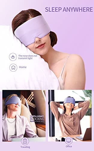 BLSSNZ Silk Sleep Mask for Women - Soft Breathable Organic Natural Mulberry Silk Fabric Blackout Eye Mask for Sleeping with Adjustable Straps No Pressure Eye Mask for Travel Essentials (Purple) 6