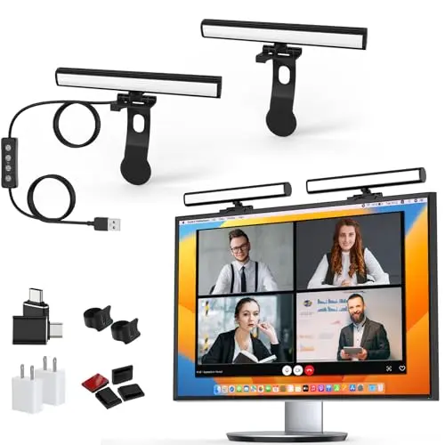 Video Conference Lighting, Monitor Light Bar, Eye-Caring Computer Light, Screen Light Bar,Webcam Streaming Lights, Zoom Lighting for Computer, Replaces Ring Light for Zoom Meetings