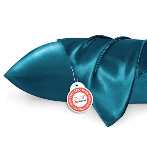 Bedsure Satin Pillowcases, Similar to Silk Pillow Cases Queen Size Set of 2, Pillow Case for Sleeping Women with Envelope Closure, Gifts for Women Men, Teal, 20x30 Inches, 2pcs