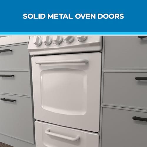 Avanti Gas Range Oven, Compact Freestanding Design, 4 Burners with Electronic Ignition, 2.1 Cu.Ft. Capacity Features Solid Door Storage Drawer Broiler and Accessories, 20-Inch, White 5