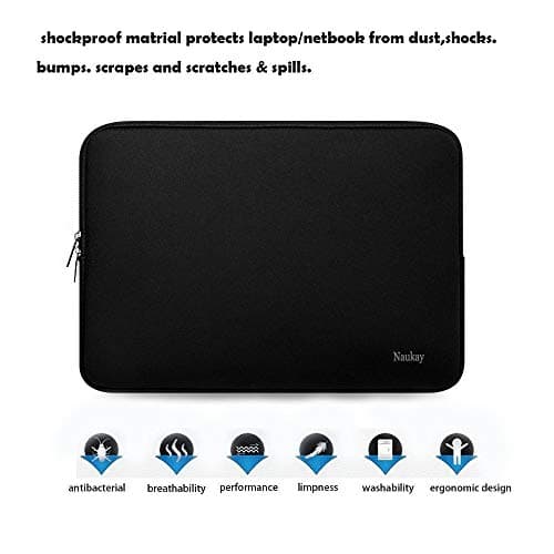 Naukay Laptop Sleeve Case, 15.6 Inch,Resistant Neoprene Notebook Computer Pocket Case/Tablet Briefcase Carrying Bag Compatible Asus/Dell/Fujitsu/HP/Sony/Toshiba/Acer- (Black) 5