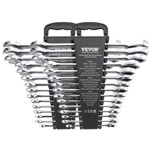 VEVOR Combination Wrench Set, 30-Piece Ratcheting Wrench Set with Organizer Rack, Cr-V Steel Wrench Set SAE 1/4" to 1", Metric 8 mm to 24 mm, Ideal for General Household, Garage, Workshop, Emergency 9