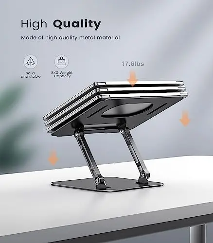 Adjustable Laptop Stand for Desk, Aluminum Portable Laptop Stand, Lightweight 500g, Foldable Ergonomic Computer Notebook stand Holder for 11-16" MacBook Air Pro, Dell XPS,HP Computer Notebook, Black 5
