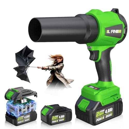 Leaf Blower Cordless - Lightweight Electric Handheld Blower with Battery and Charger, 3 Speed Mode, Blowers for Lawn Care, Patio Cleaning, Dust Cleaner (Dark Green)