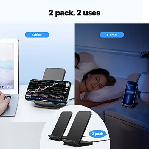 Wireless Charger [2 Pack],15W Fast Wireless Charging Stand,Wireless Charger Compatible with iPhone 15/15 Plus/15 Pro Max/14/13/12 /11Pro Max/XR/XS/X/8 Plus,Galaxy S23/S22/S21/S20 Note 20/10,Google,etc 7