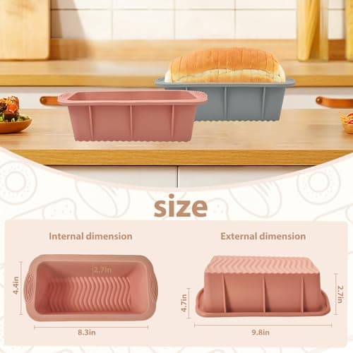 Koolstuffs Silicone Bread Loaf Pan, 2 PCS Non-Stick Bread Pans for Homemade Bread, Baking Mold Pans for Oven, Bread, Cake, Easy Release 3