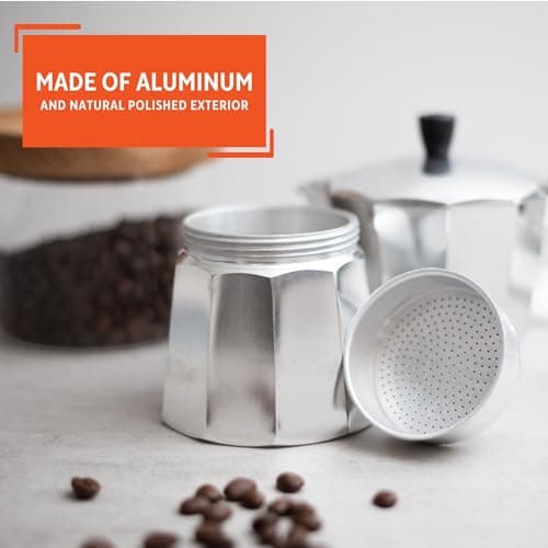 Imusa USA Aluminum Stovetop 6-cup Espresso Maker (B120-43V), Silver 4