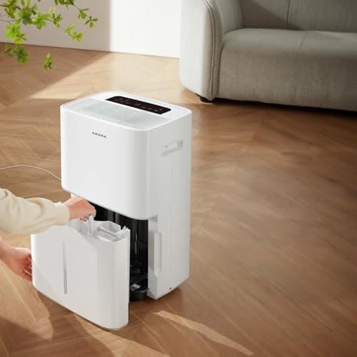 Amana 50-Pint Portable Dehumidifier with Pump for Basement, Garage, Living Room, Attic, 115V, with Auto-Shutoff and Timer, Energy Star, White 10