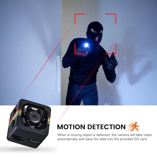 No WiFi Security Camera with 32GB Memory Card, 1080P Spy Camera, Mini Small Cameras, 140° Wide Angle, Night Vision, Motion Detection, Loop Storage, 360° Rotating Bracket, No Monthly Fee 5