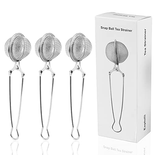 Snap Ball Tea Strainer, Exptolii 3 Pack Stainless Steel Tea Infuser Filter with Handle for Loose Leaf Tea, Spices, Seasonings