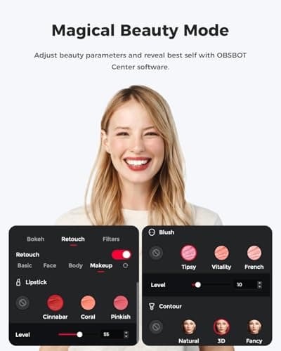 OBSBOT Meet 2-4K Webcam for PC with 1/2" Sensor, AI Framing & Autofocus, Beauty Mode, Lightweight, Gesture Control, HDR, Dual Microphone, 60 FPS, Web Cam for Streaming, Meeting, Gaming. (Space Grey) 7