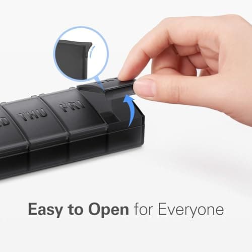 Barhon Pill Organizer Large, Weekly Medicine Pill Organizers, 7 Day Pills Box Case Travel for Big Vitamin Supplements Fish Oil, Black 6