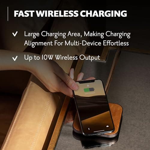 Courant Catch:1 Classics - Italian Leather Wireless Charging Pad - Compatible with iPhone 15, 14, 13, 12, 11, X, Samsung Galaxy S23, S22, S21, S20, Note, AirPods, AirPods Pro (Bone) 5