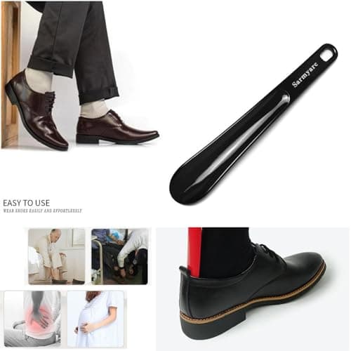 Sarmyarc Shoe Horn,2 Pack Plastic Shoe Horns, 10.3 Inches - Shoe Horns for Men, Women,Seniors& Kids Portable for Travel Use (Red/Black) 5