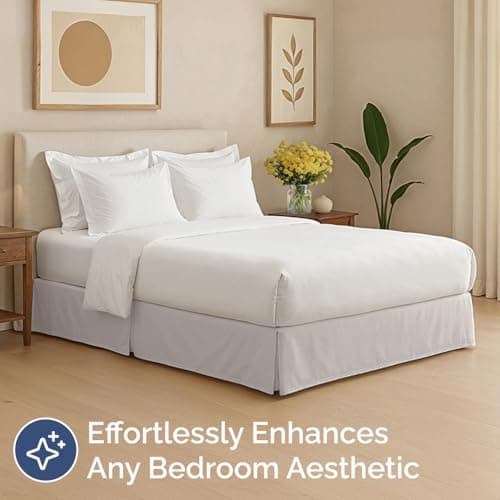 Pleated Bed Skirt Queen Size - 3 Sided Pleated Bed Skirt Queen - Ultra-Soft, Easy Fit with 18 Inch Tailored Drop - Hotel Quality, Wrinkle & Fade Resistant - For Women, Men, Kids and Teens - Light Grey 5