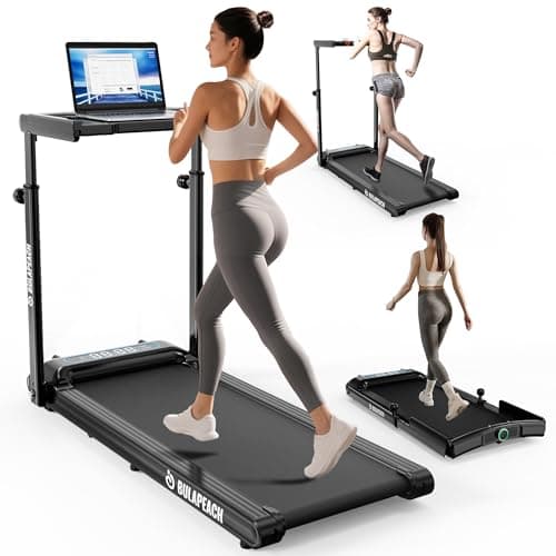 Walking Pad with Incline, 3 in 1 Under Desk Treadmill with Handle Bar Removable Desk Workstation & Device Holder, 3.5HP Foldable Treadmills with 300lbs Capacity for Home Office