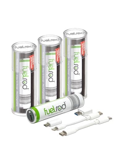 FuelRod USB-C Portable Charger Kit - Pack of 3- Includes All Cables & Adapters Compatible with All Tablets & Smart Phones, Rechargeable Backup Power Bank, Swap for Charged Rod at Kiosk