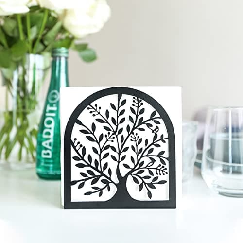 Fobule Napkin Holder for Tables, Vintage Metal Freestanding Tissue Dispenser, Black Cast Iron Vertical Tabletop Paper Napkin Holder Stand for Dinner Home Kitchen Restaurant Picnic Party (Tree of Life) 8