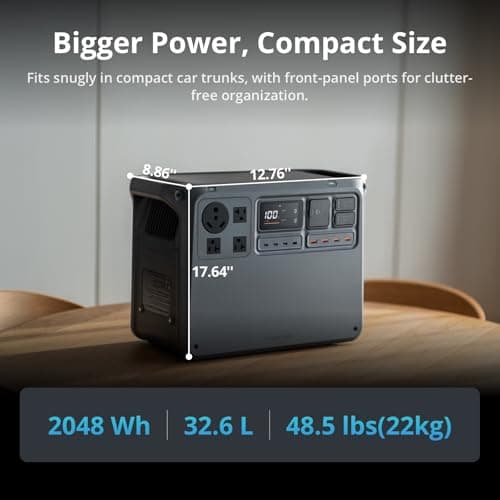 DJI Power 2000 Portable Power Station, 2048Wh LFP Battery, Compact Size, 3000W Stable Output, 0-80% Recharge in 55 Mins, Electric Generator for Home, Camping & RVs, Off-Grid 7