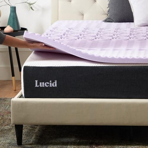 LUCID Lavender Infused 2 Inch Memory Foam Mattress Topper with 5 Zones – Full XL Size – Plush Feel – CertiPUR Certified – Dorm Room Essentials 6