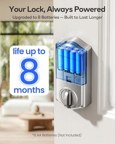 TEEHO TE012W WiFi Smart Lock, Fingerprint Door Lock with Built-in Wi-Fi, Keyless Entry Keypad Smart Deadbolt, App Remote Control, Alexa Compatible, IP55 Waterproof for Front Door – Satin Nickel 7