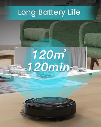 Lefant M210 Robot Vacuum Cleaner, 120-Min Runtime, Compact Design, Powerful Suction, Low Noise, Wi-Fi/App/Voice Control, Self-Charging, Scheduled Cleaning, Ideal for Pet Hair and Hard Floors, Black 6