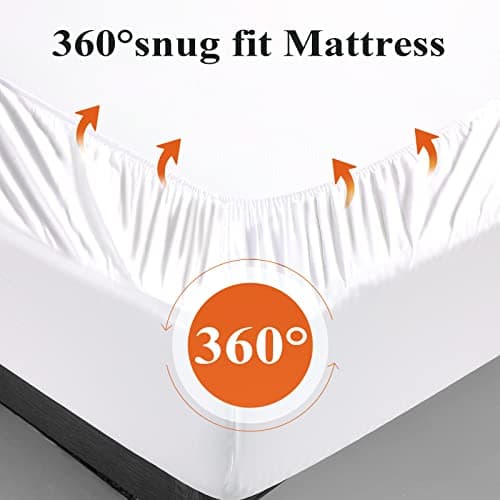 Bamboo Viscose Fitted Sheet King Size Only, 400 Thread Count, 8-16" Deep Pocket, Cooling Breathable Silky Smooth Soft Bottom Sheet for Hot Sleeper (White, King) 6