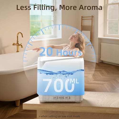 ASAKUKI Essential Oil Diffuser for Home, Large 700 ml Humidifier with Automatic Shut-Off, Quiet Aromatherapy Diffuser with 7 LED Lights for Living Room, Kitchen, Bedroom, Hotel - White 8