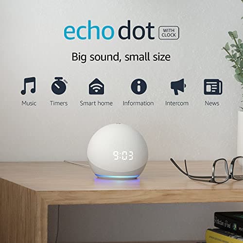 Echo Dot (4th Gen) | Smart speaker with clock and Alexa | Glacier White 8