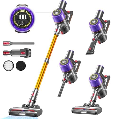 Cordless Vacuum Cleaner, 45Kpa 550W Powerful Vacuum Cleaners for Home , 60 Mins Stick Vacuum with Touch Screen, Anti-Tangle Roller Brush, Lightweight Vacuum Cordless for Pet Hair, Carpets, Hard Floors