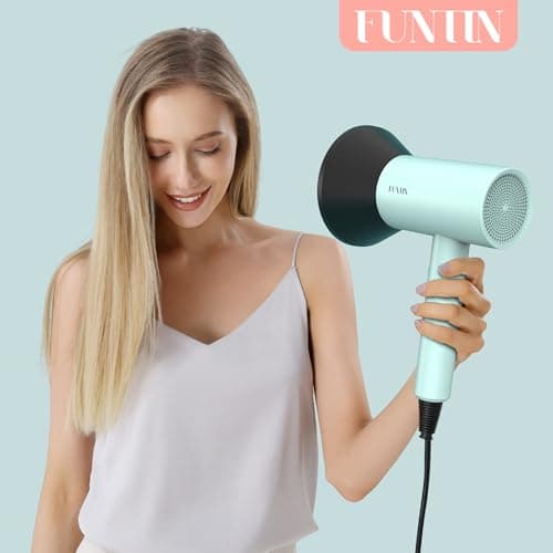 Funtin Hair Dryer Blow Dryer with Diffuser Brush Comb 1800W Full Accessories for Women Professional Tifunny Blue 6