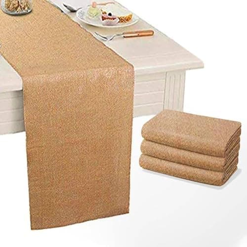 3 Pack Burlap Table Runner - 12" X 108'' Rustic Wedding Decoration - Jute Table Runner for Dining, Kitchen, Thanksgiving, Easter, Baby Shower, Reception
