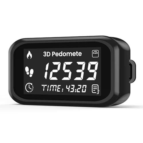 Pedometer Step Counter for Walking, Running & Fitness - Accurate Step & Calorie Tracker with LCD Display, Waist Clip & Armband, Rechargeable Battery