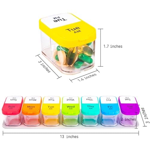 Daviky Extra Large Weekly Pill Organizer 2 Times a Day, XXL AM PM Pill Organizer 7 Day, Big Pill Case with Large Compartments, Daily Medicine Box to Hold Vitamin, Supplement and Medication 8