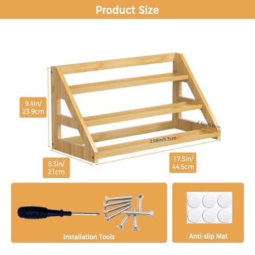 YYICO Tier Bamboo Spice Rack Organizer for Cabinet Countertop & Cabinet Organizer for Kitchen Organization, Seasoning Organizer Shelf 5