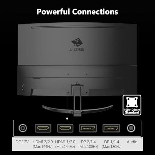 Z-Edge 32 inch Curved Gaming Monitor, QHD 1440P 180Hz 165Hz 144Hz Curved Monitor, 1500R Computer Monitor, MPRT 1ms Monitor, 16.7M Colors, 3000:1 Contrast, UG32 Ultra Slim Bezel, DP x2, HDMI x2 7