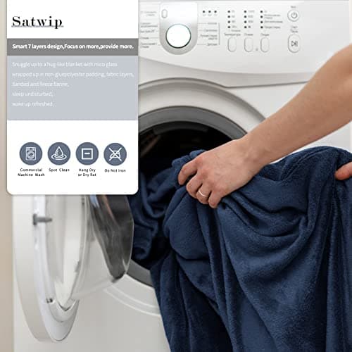 Satwip Blue Weighted Blanket 15 Pounds, Fuzzy Warm Flannel Throw Blanket with Soft Breathable Sanded, 48 x 72 inches, Blue 7