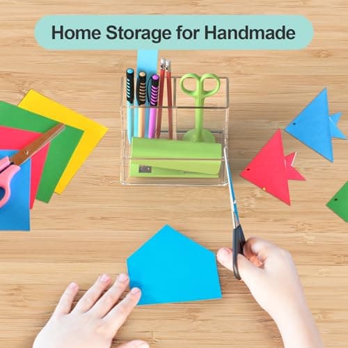 runzoos Clear Pen Holder for Desk, Small Acrylic Pencil Holder, Compact Makeup Brush Holder Organizer for Vanity, Pen Pencil Organizer Cup, Office Desk Organizer and Accessories, 3 Compartment Design 6