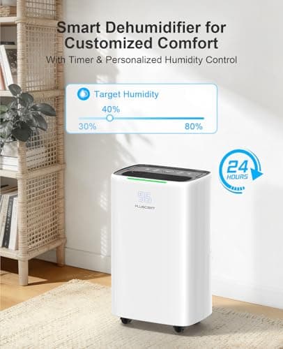PLUSCENT 5000 Sq.Ft Dehumidifiers for Home, 52 Pints Compressor Dehumidifier for Basement with Drain Hose, Smart Humidity Control, Auto Defrost, Auto Restart, 24H Timer, for Bedroom, Large Rooms 7