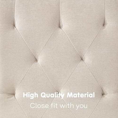 Weture Tufted Soft Chaise Lounge Indoor, Linen Rivets Chaise Lounge Chair for Bedroom Living Room, Armless Upholstered Chaise Couch Chair with Square Cushions and Solid Wood Legs, Beige 7