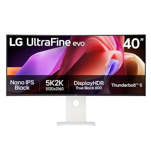 LG 40U990A-W 40-inch Ultrafine evo 5K2K WUHD (5120 x 2160) Nano IPS Curved Monitor, Thunderbolt 5, DisplayHDR 600, Built-in Speaker, 120Hz, HDMI 2.1, DP 2.1, USB C, Tilt/Height/Swivel Stand, White