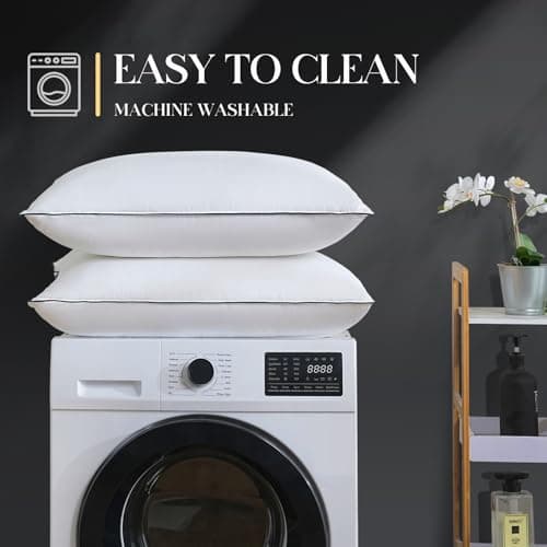 Yalamila Luxurious Goose Down Bed Pillows Queen Size Set of 2 6